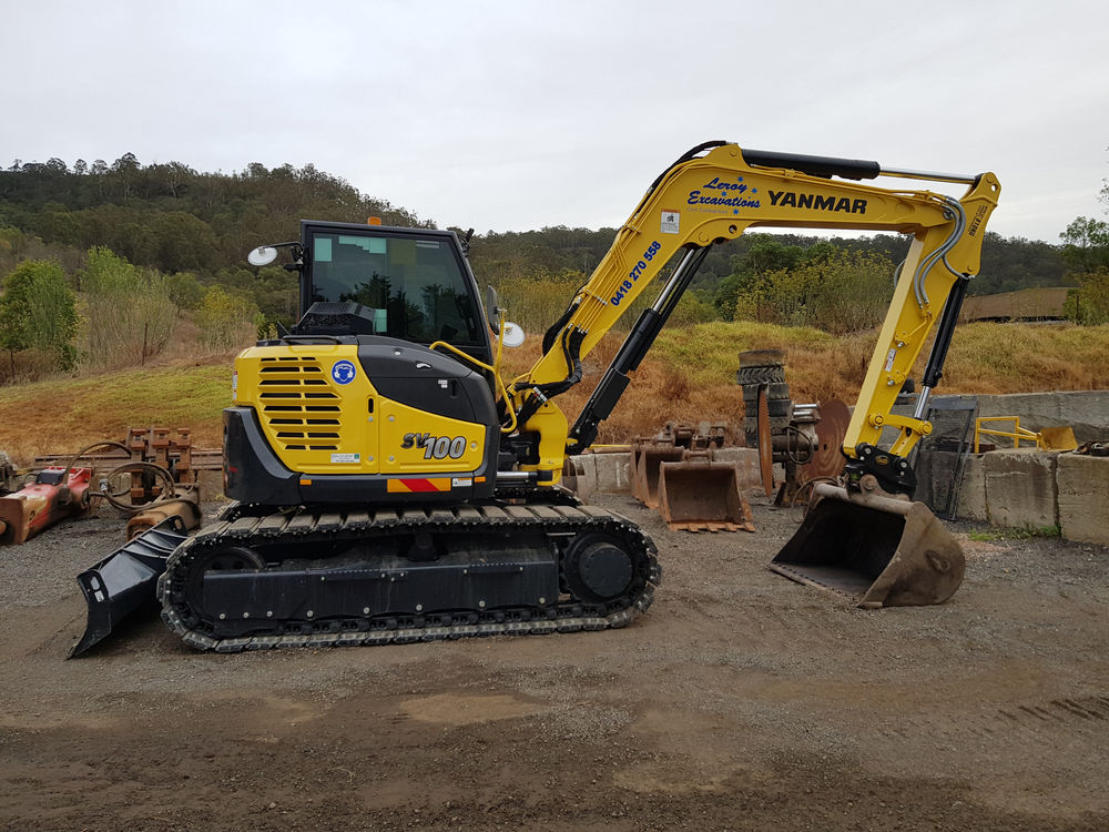 Leroy Excavations excavator on a civil construction site in NSW